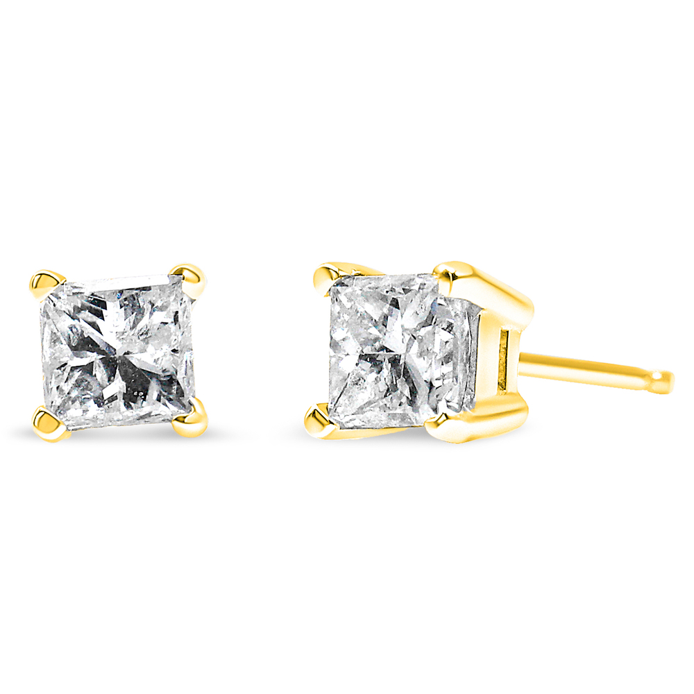 14K Yellow Gold 1/5 Cttw Princess-Cut Square